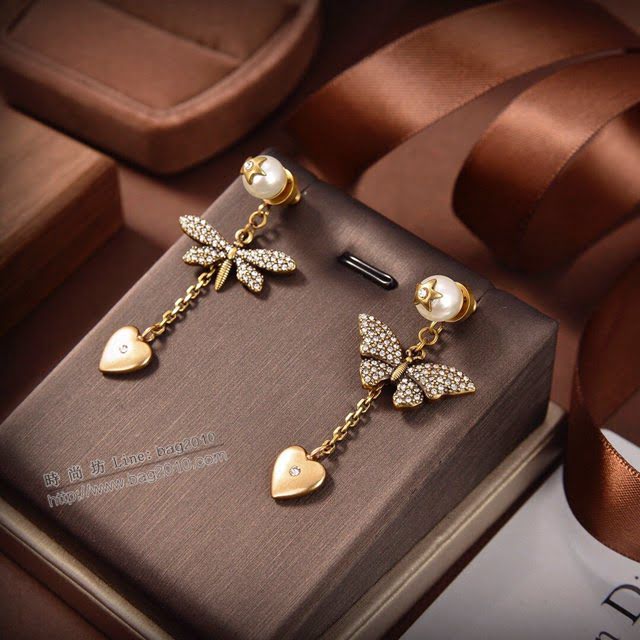 Dior飾品 迪奧經典熱銷新款耳飾 金色復古蝴蝶JADIOR耳釘耳環  zgd1376